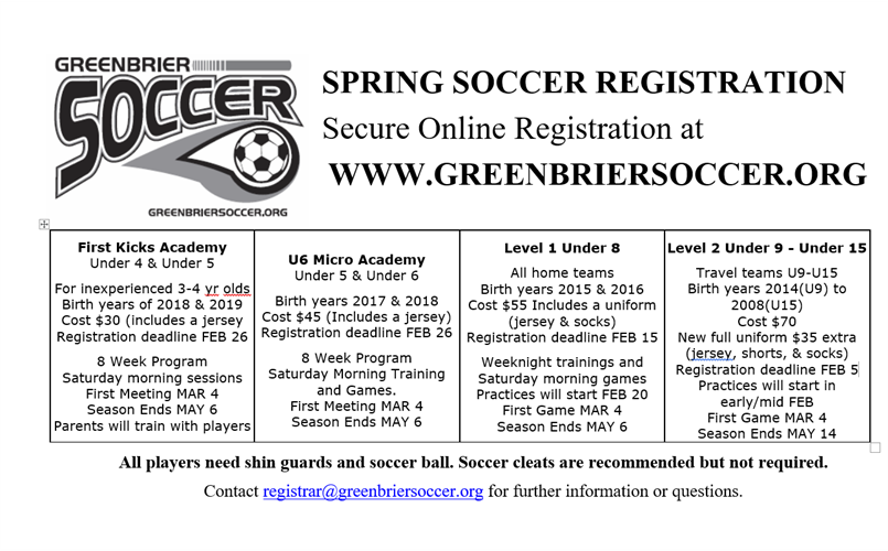 Spring Registration Opens Jan 10th